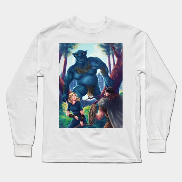 Valheim troll attack Long Sleeve T-Shirt by amusedcow_art